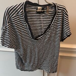 We the Free black and white striped tee, size M